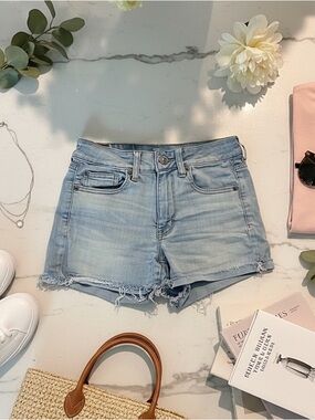 American Eagle Outfitters Light Blue Super Stretch Denim Cutoff Shorts